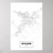 Reykjavik, IJsland (zwart op wit) Poster (Voorkant)