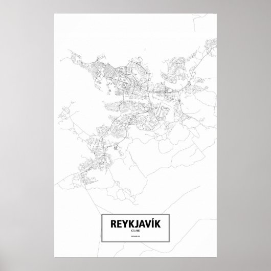Reykjavik, IJsland (zwart op wit) Poster (Voorkant)