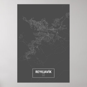 Reykjavik, IJsland (zwart wit) Poster