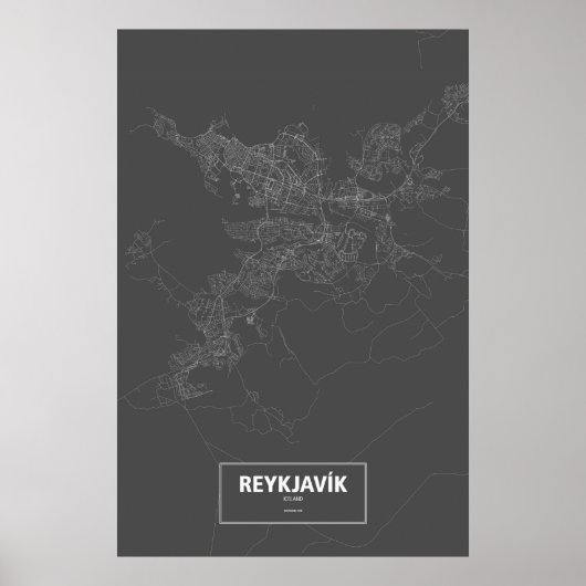 Reykjavik, IJsland (zwart wit) Poster (Voorkant)