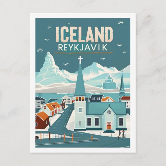 Reykjavik IJslandse Vintage Beroemde Reisplaats Briefkaart (Voorkant)