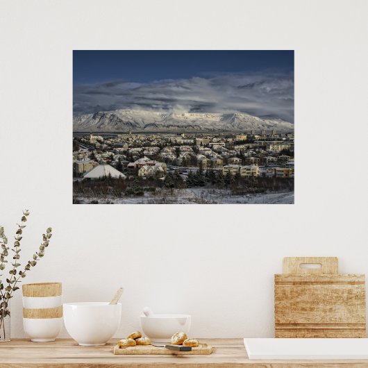 Reykjavik in Winterdress Poster (Keuken)