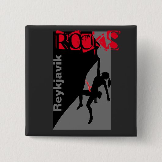 Reykjavik Rocks knop Vierkante Button 5,1 Cm (Voorkant)
