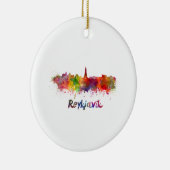Reykjavik skyline in waterverf keramisch ornament (Rechts)