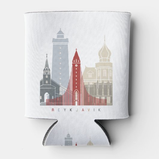 Reykjavik V2 skyline poster Blikjeskoeler (Voorkant)