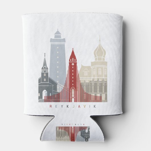 Reykjavik V2 skyline poster Blikjeskoeler (Achterkant)