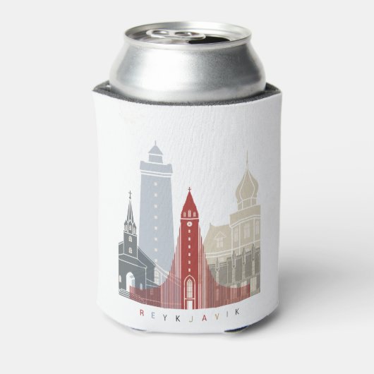 Reykjavik V2 skyline poster Blikjeskoeler (Blikje Achterkant)