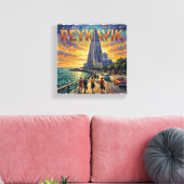 Reykjavik Waterfront Glow Kerk Canvas Afdruk (Insitu (Woonkamer))