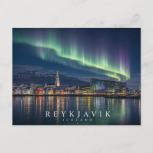 Reykjavík Waterfront Haven Skyline IJsland Aurora Briefkaart