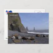 Reynisdrangar, strand Reynisfjara, IJsland Briefkaart (Voorkant / Achterkant)