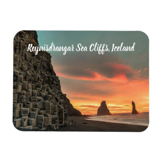 Reynisdrangar Zee Cliffs IJsland gestileerd Magneet (Horizontaal)
