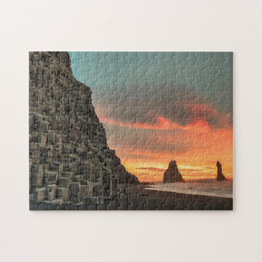 Reynisdrangar Zeekliffen IJsland gestileerd Legpuzzel (Horizontaal)