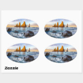 Reynisfjara Beach, IJsland Ovale Sticker (Vel)