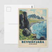 Reynisfjara Beach IJsland Vintage Travel Briefkaart (Voorkant / Achterkant)
