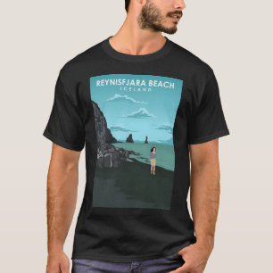 Reynisfjara Black Sand Beach Travel Poster T-shirt