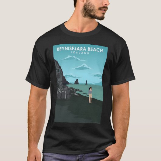 Reynisfjara Black Sand Beach Travel Poster T-shirt (Voorkant)