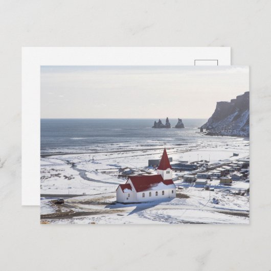 REYNISKIRKJA - VÍK Í MÝRDAL, IJSLAND BRIEFKAART (Voorkant / Achterkant)