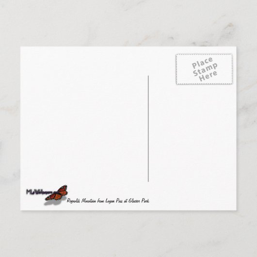 Reynolds Mountain vanaf Logan Pass in Glacier Park Briefkaart (Achterkant)