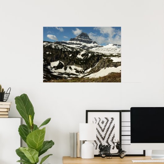 Reynolds Mountain vanaf Logan Pass in Glacier Park Poster (Thuiskantoor)