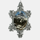 Reynolds Mountain vanaf Logan Pass in Glacier Park Tin Sneeuwvlok Ornament (Links)