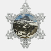 Reynolds Mountain vanaf Logan Pass in Glacier Park Tin Sneeuwvlok Ornament (Voorkant)