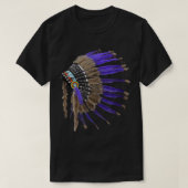 Rez Native American Buffalo Skull Feathers Indiaan T-shirt (Design voorkant)