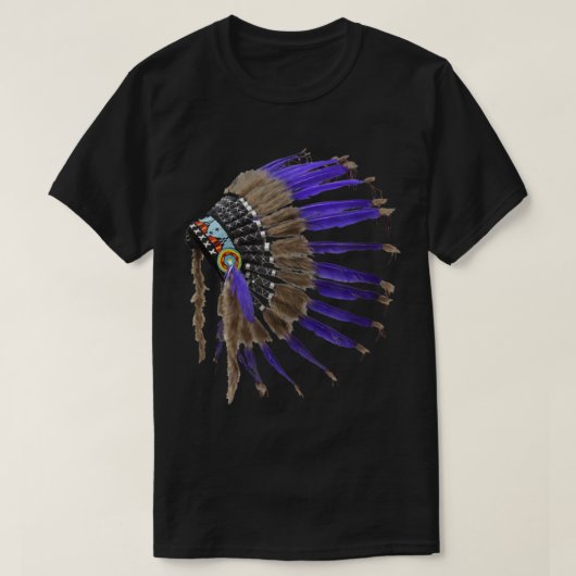 Rez Native American Buffalo Skull Feathers Indiaan T-shirt (Design voorkant)