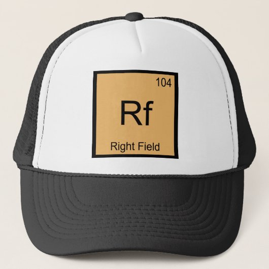Rf - Rechts Veld Chemie Element Symbool Honkbal Trucker Pet (Voorkant)