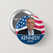 RFK JR - Robert Kennedy Foto met vlag 2024 Ronde Button 5,7 Cm (Voorkant /achterkant)