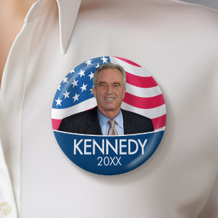 RFK JR - Robert Kennedy Foto met vlag 2024 Ronde Button 5,7 Cm
