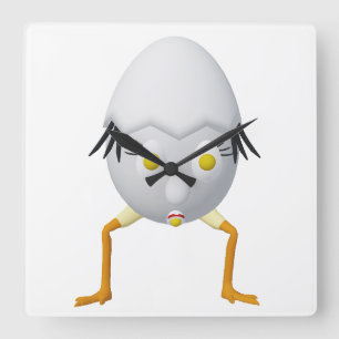RG & RA Grappig Ei Karakter Schattig Ontwerp Vierkante Klok