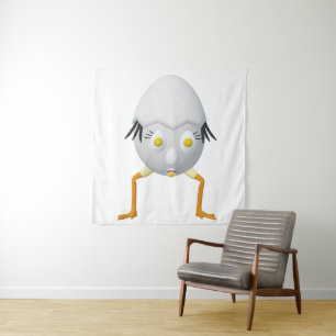 RG & RA Grappig Ei Karakter Schattig Ontwerp Wandkleed