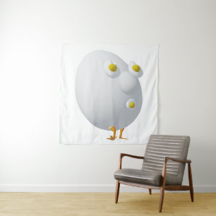 RG & RA Grappig Ei Karakter Schattig Ontwerp Wandkleed