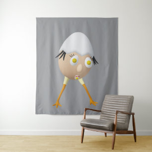 RG & RA Grappig Ei Karakter Schattig Ontwerp Wandkleed