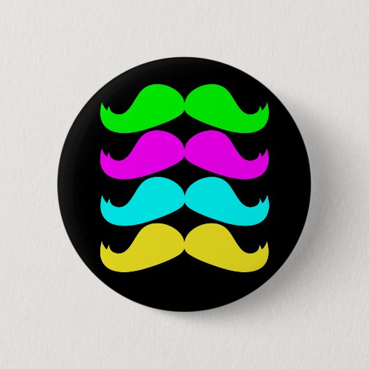 RGB Fluo Mustaches Retro Ronde Button 5,7 Cm (Voorkant)