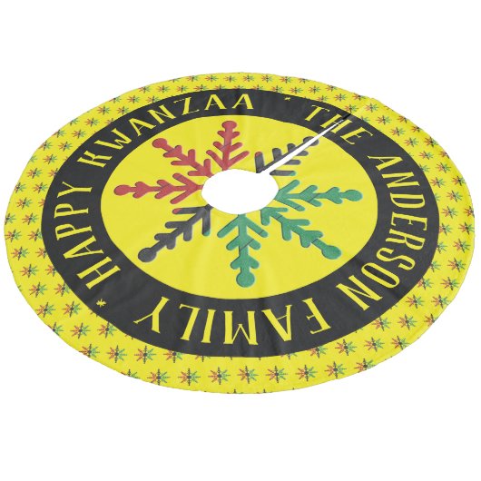 RGB Snowflakes Patroon Naam Happy Kwanzaa toevoege Fleece Kerstboom Rok (Gekanteld)