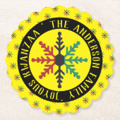 RGB Snowflakes Patroon Naam toevoegen Joyous Kwanz Kartonnen Onderzetters (Voorkant)