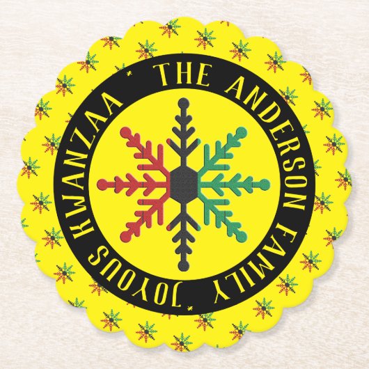 RGB Snowflakes Patroon Naam toevoegen Joyous Kwanz Kartonnen Onderzetters (Voorkant)