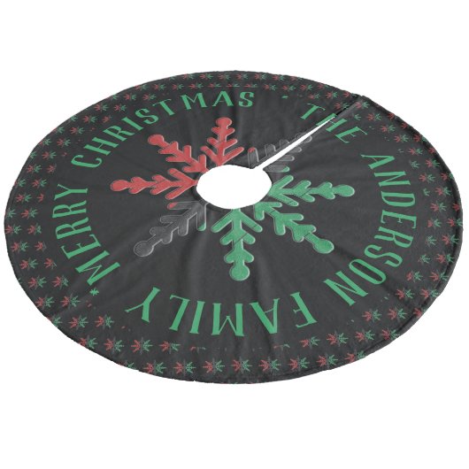 RGB Snowflakes Patroon Naam toevoegen Kwanzaa Fleece Kerstboom Rok (Gekanteld)