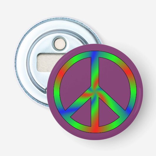 RGB-vredesteken Button Flesopener (Voorkant)