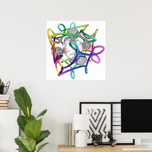 RGBCube - wit Poster (Thuiskantoor)