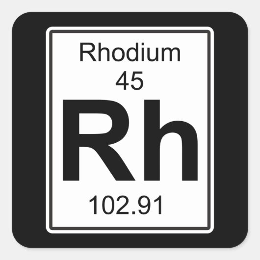 Rh — Rhodium Vierkante Sticker (Voorkant)