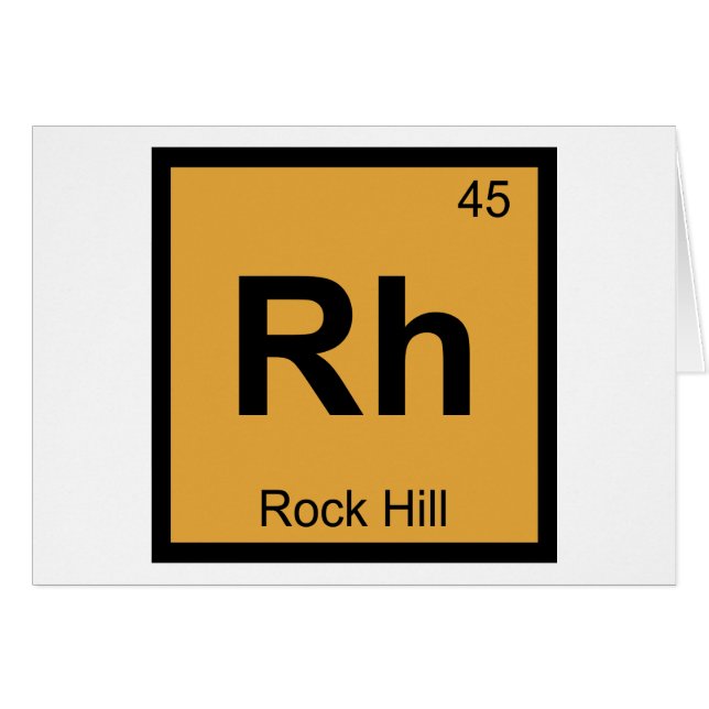 Rh - Rock Hill South Carolina Chemisch symbool (Voorkant Horizontaal)