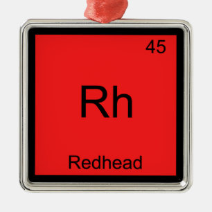 Rh - Rodekop Haar Chemie Periodiek Systeem Symbool Metalen Ornament