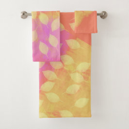 Rhapsodie in Geel, Terracotta en Paarse Abstractie Bad Handdoek