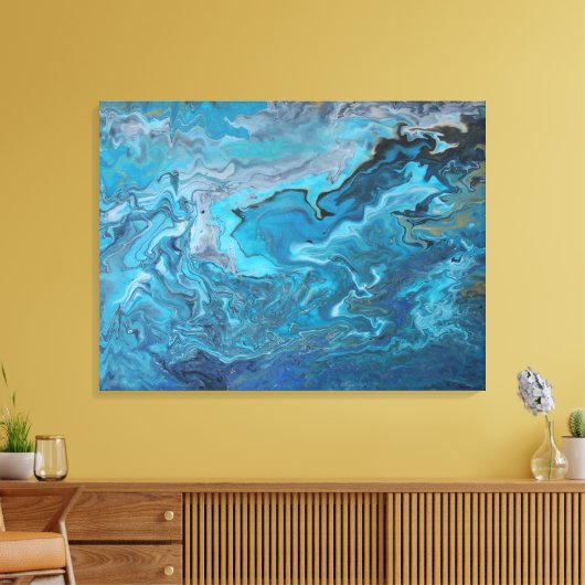 Rhapsodie in het turquoise canvas afdruk (Insitu (Woonkamer))