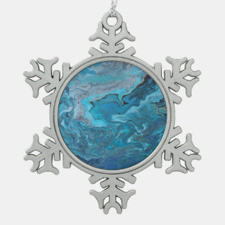 Rhapsodie in het turquoise tin sneeuwvlok ornament
