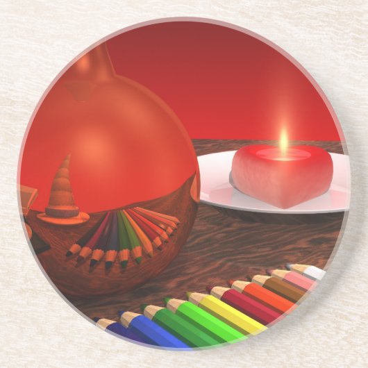 Rhapsodie in rood zandsteen onderzetter (Voorkant)