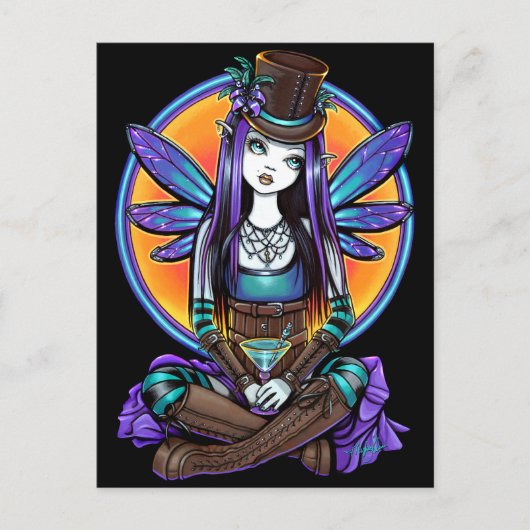 "Rhapsody" Gothic Absinthe Fairy Art Briefkaart (Voorkant)
