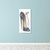 Rhapsody in Blauw Stiletto Schoen Kunst Canvas Pri (Insitu (Houten vloer))
